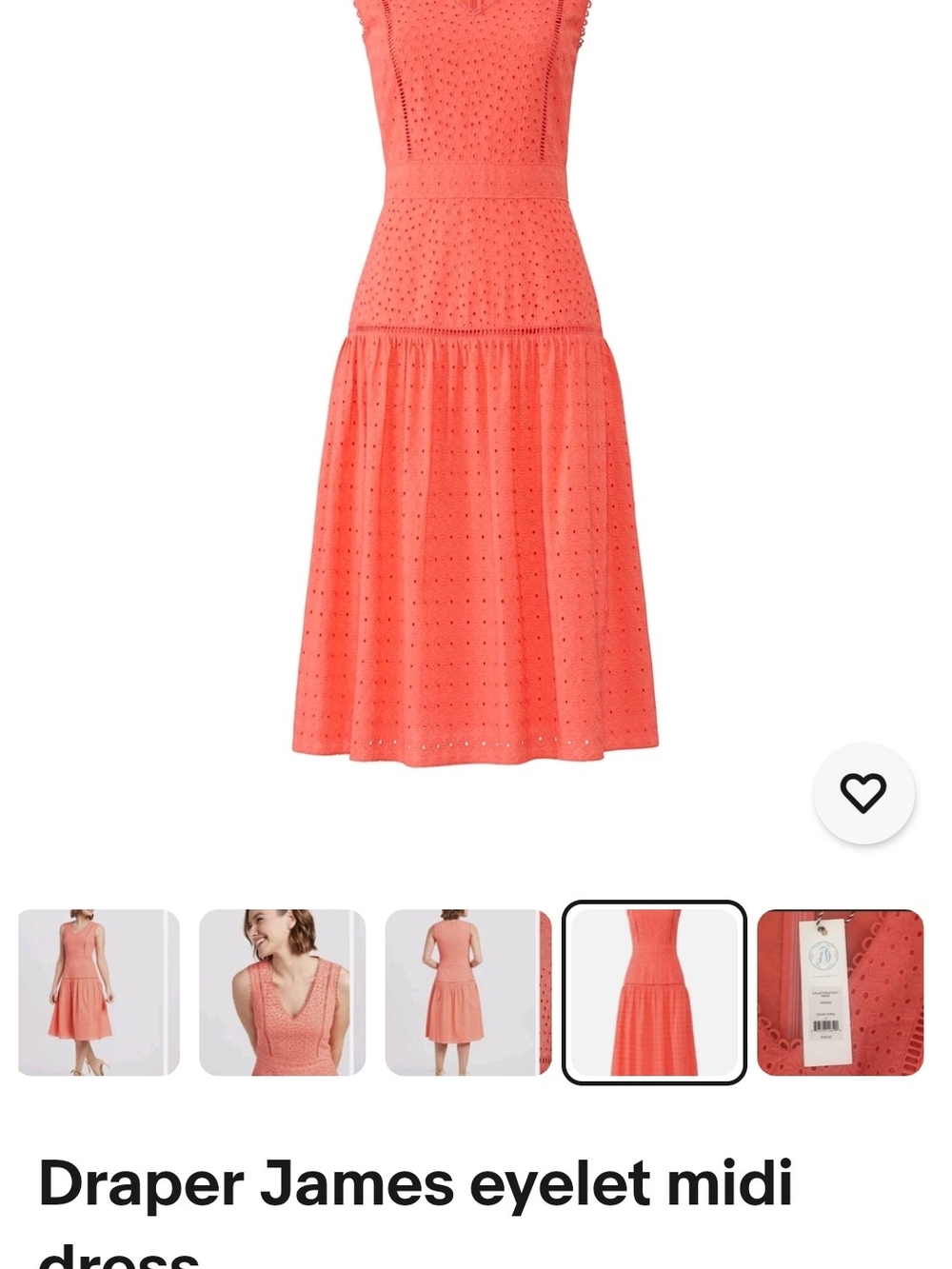 Draper James Coral Eyelet Midi Dress